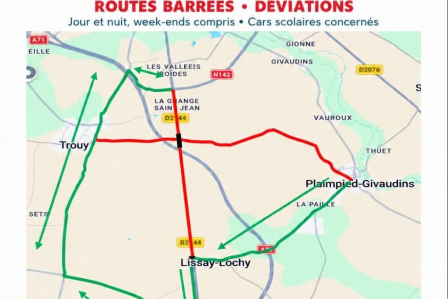 Levet-Bourges : la RD2144 fermée à la circulation pendant près d’un mois